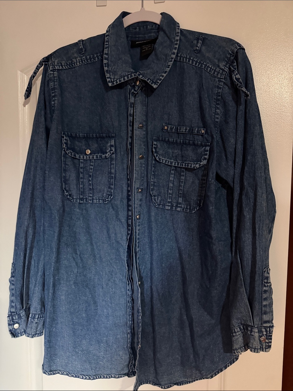 Ashley Stewart Dark Blue Denim Shirt